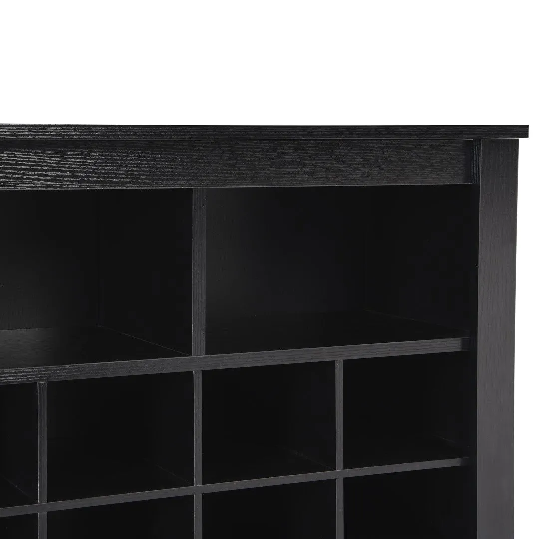 24 Shoe Cubby Console, Modern Shoe Cabinet, Versatile Sideboard for Hallway, Bedroom, Living Room - Black