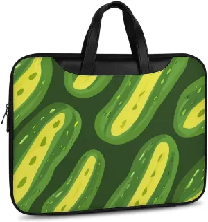 Abstract Cucumbers Pickles Leather Bag Laptop Case Slim Water Resistant Computer Bags with Handle Briefcase for Work