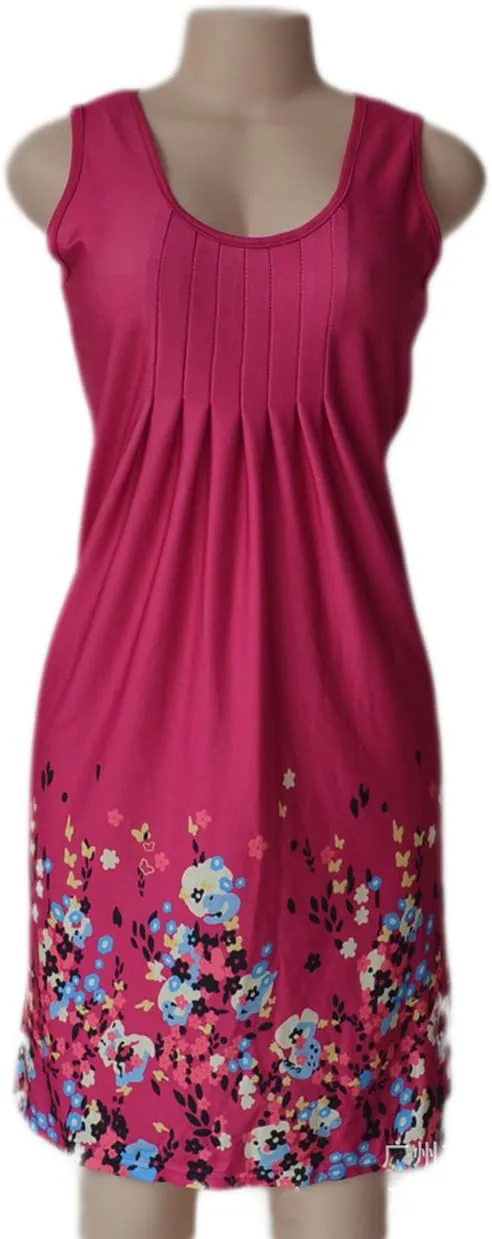 AELSON Womens Summer Casual Sleeveless Mini Printed Vest Dresses