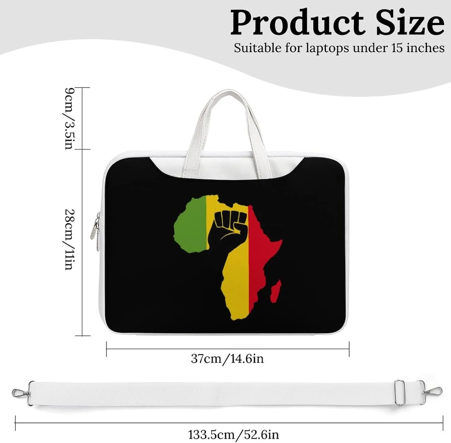 African Black Power Leather Bag Laptop Case Slim Water Resistant Computer Bags with Handle Briefcase for Work