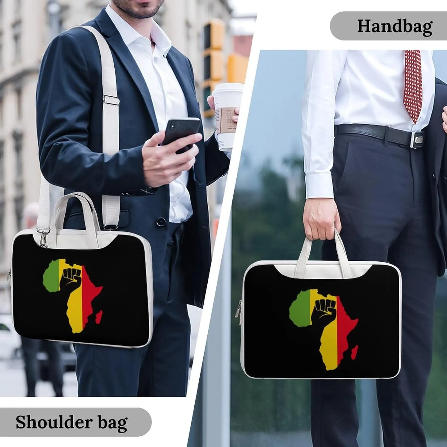 African Black Power Leather Bag Laptop Case Slim Water Resistant Computer Bags with Handle Briefcase for Work