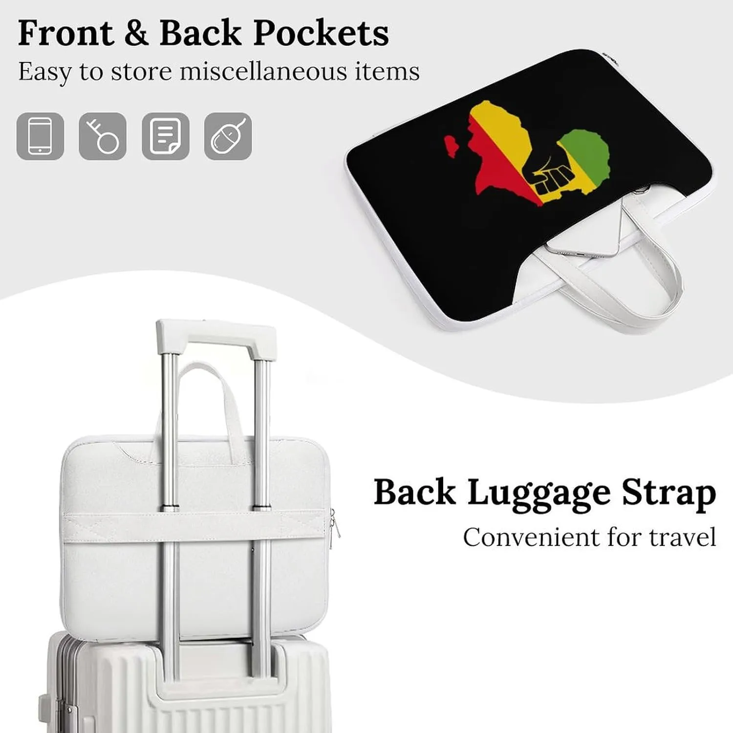 African Black Power Leather Bag Laptop Case Slim Water Resistant Computer Bags with Handle Briefcase for Work