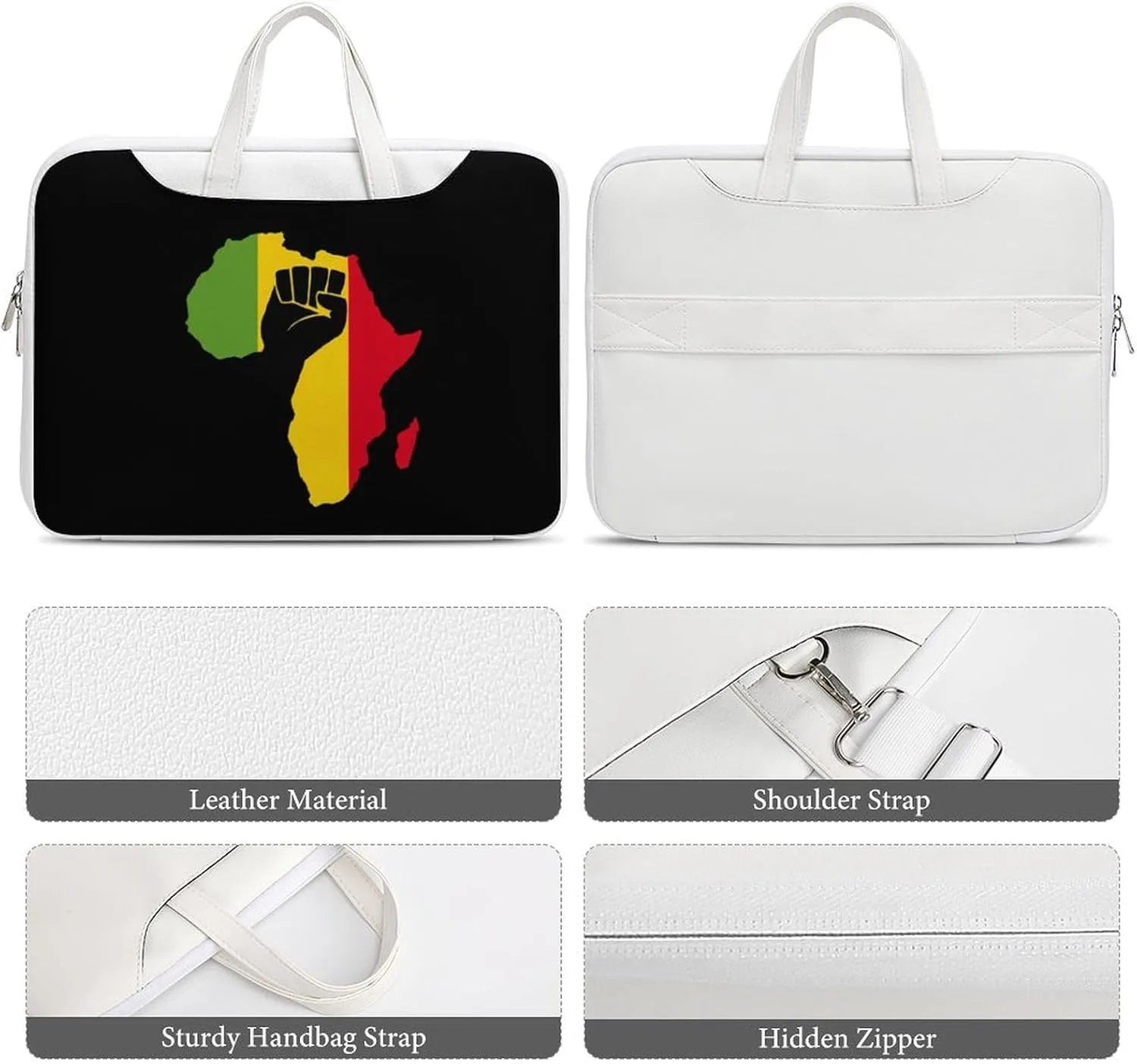African Black Power Leather Bag Laptop Case Slim Water Resistant Computer Bags with Handle Briefcase for Work
