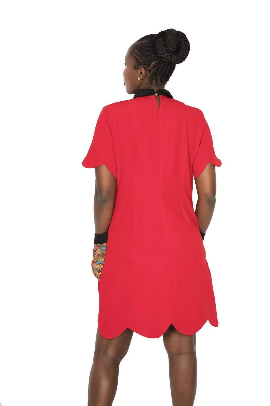 African Office Dress Crocodile Red