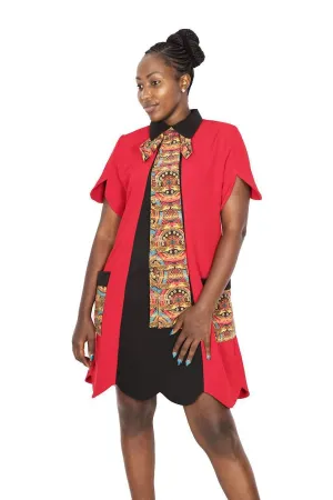 African Office Dress Crocodile Red