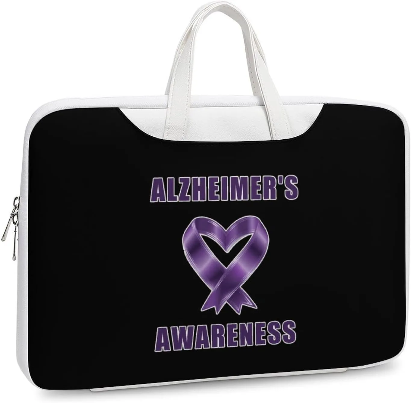 Alzheimer's Awareness Leather Bag Laptop Case Slim Water Resistant Computer Bags with Handle Briefcase for Work