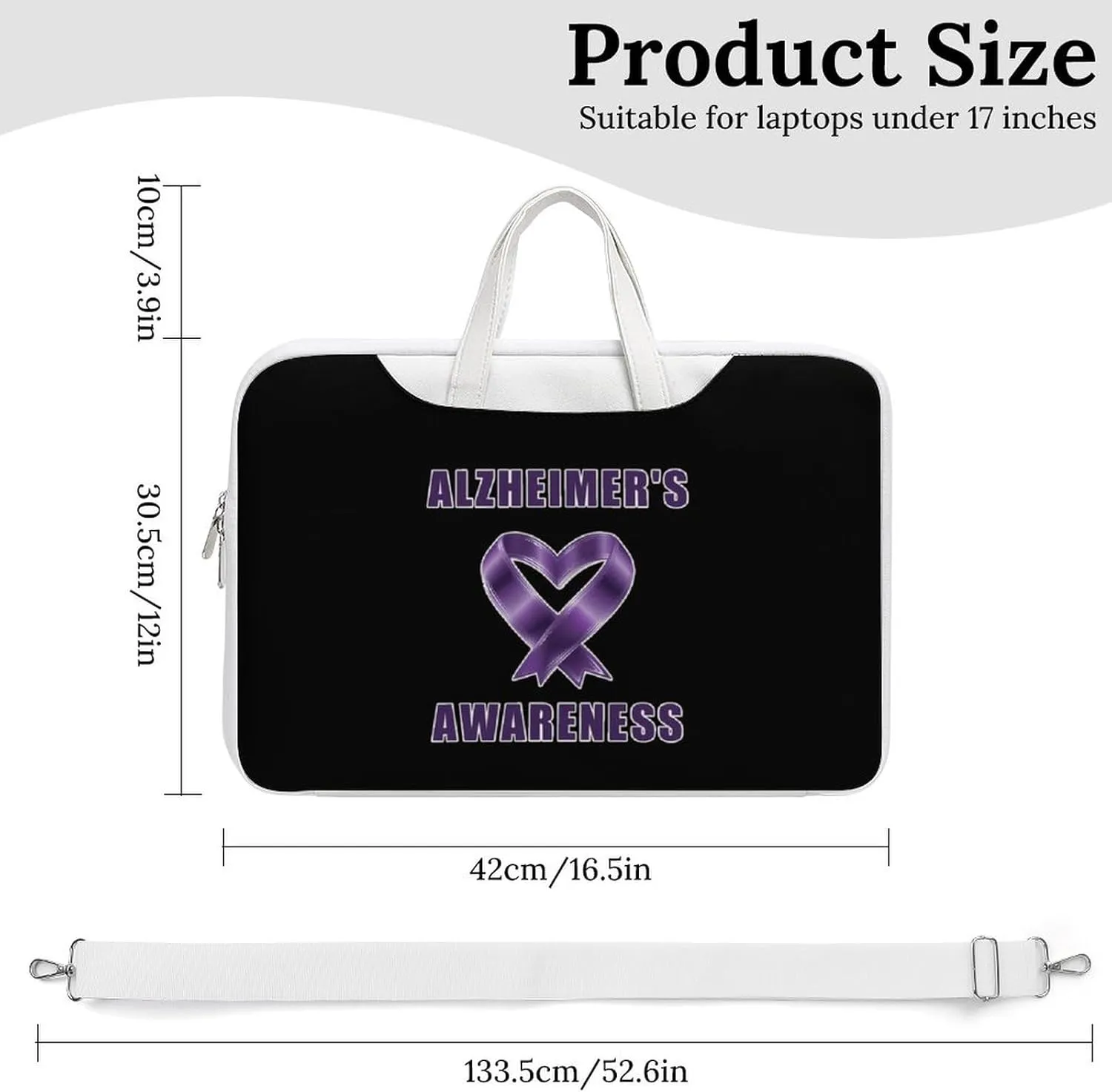 Alzheimer's Awareness Leather Bag Laptop Case Slim Water Resistant Computer Bags with Handle Briefcase for Work