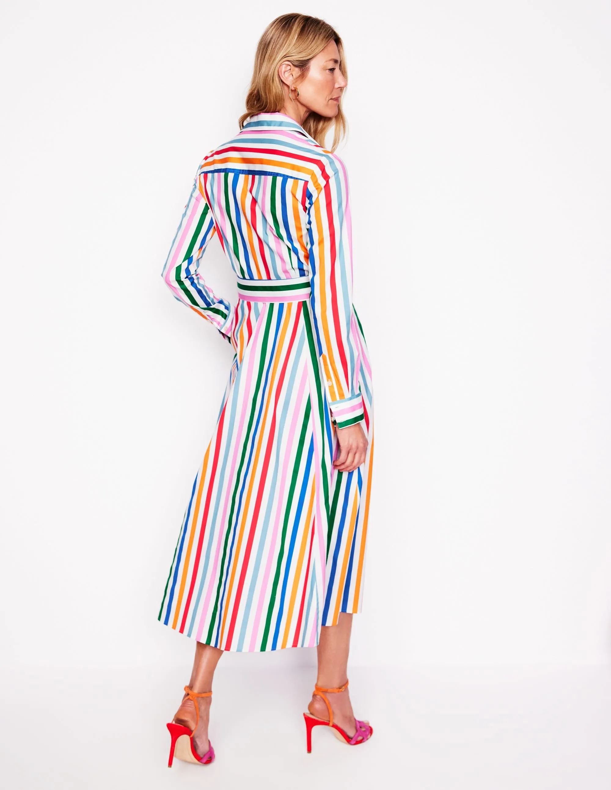 Amy Cotton Midi Shirt Dress-Mauve, Strawberry Tart Rainbow