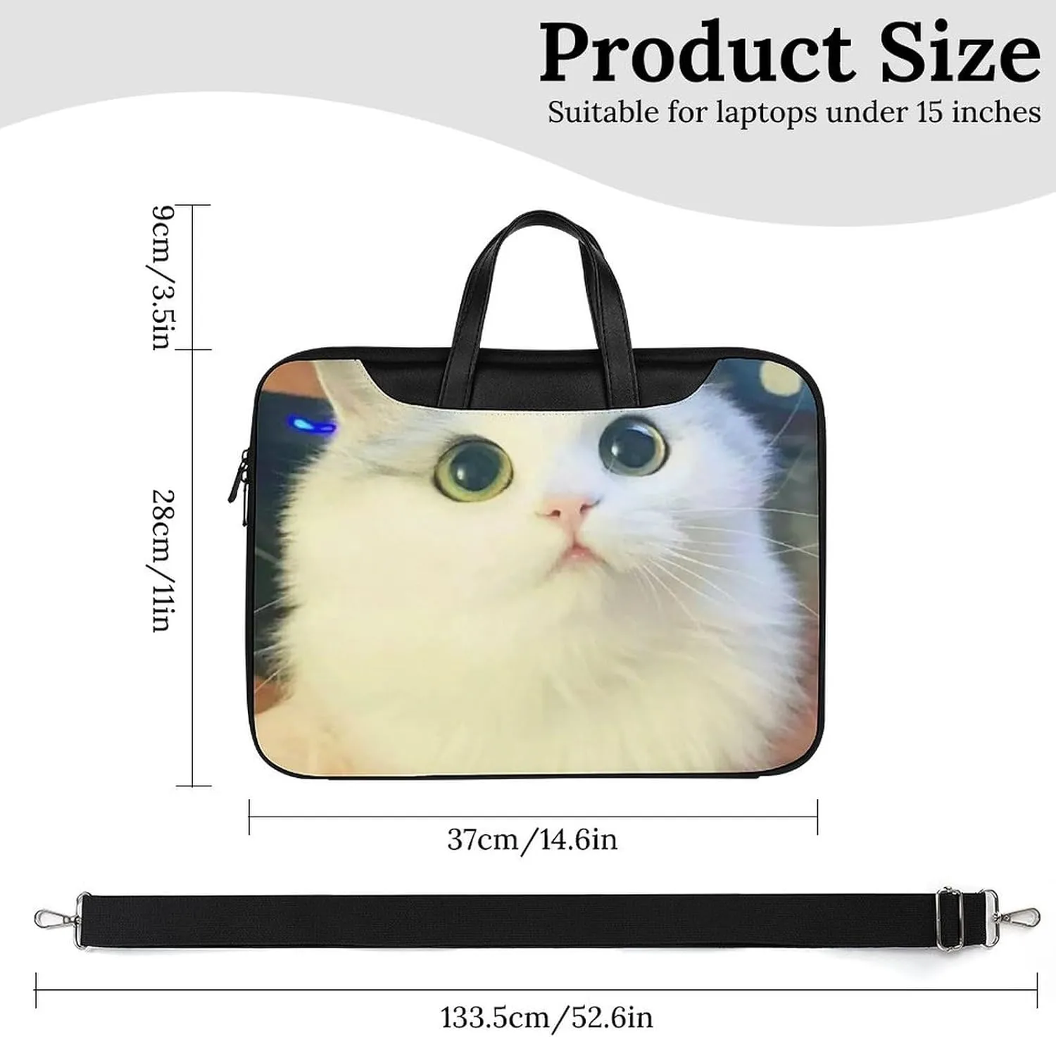 Animal Cat Leather Bag Laptop Case Slim Water Resistant Computer Bags with Handle Briefcase for Work