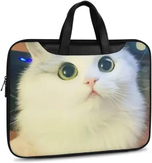 Animal Cat Leather Bag Laptop Case Slim Water Resistant Computer Bags with Handle Briefcase for Work