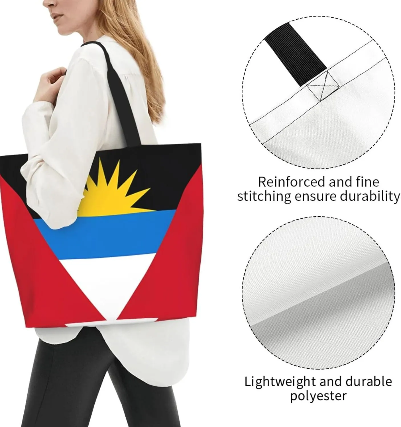 Antigua Barbuda Flag Women's Tote Bag Large Capacity Single Shoulder Bags Handbag for Shopping Work