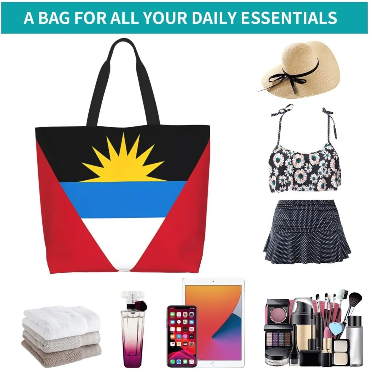 Antigua Barbuda Flag Women's Tote Bag Large Capacity Single Shoulder Bags Handbag for Shopping Work
