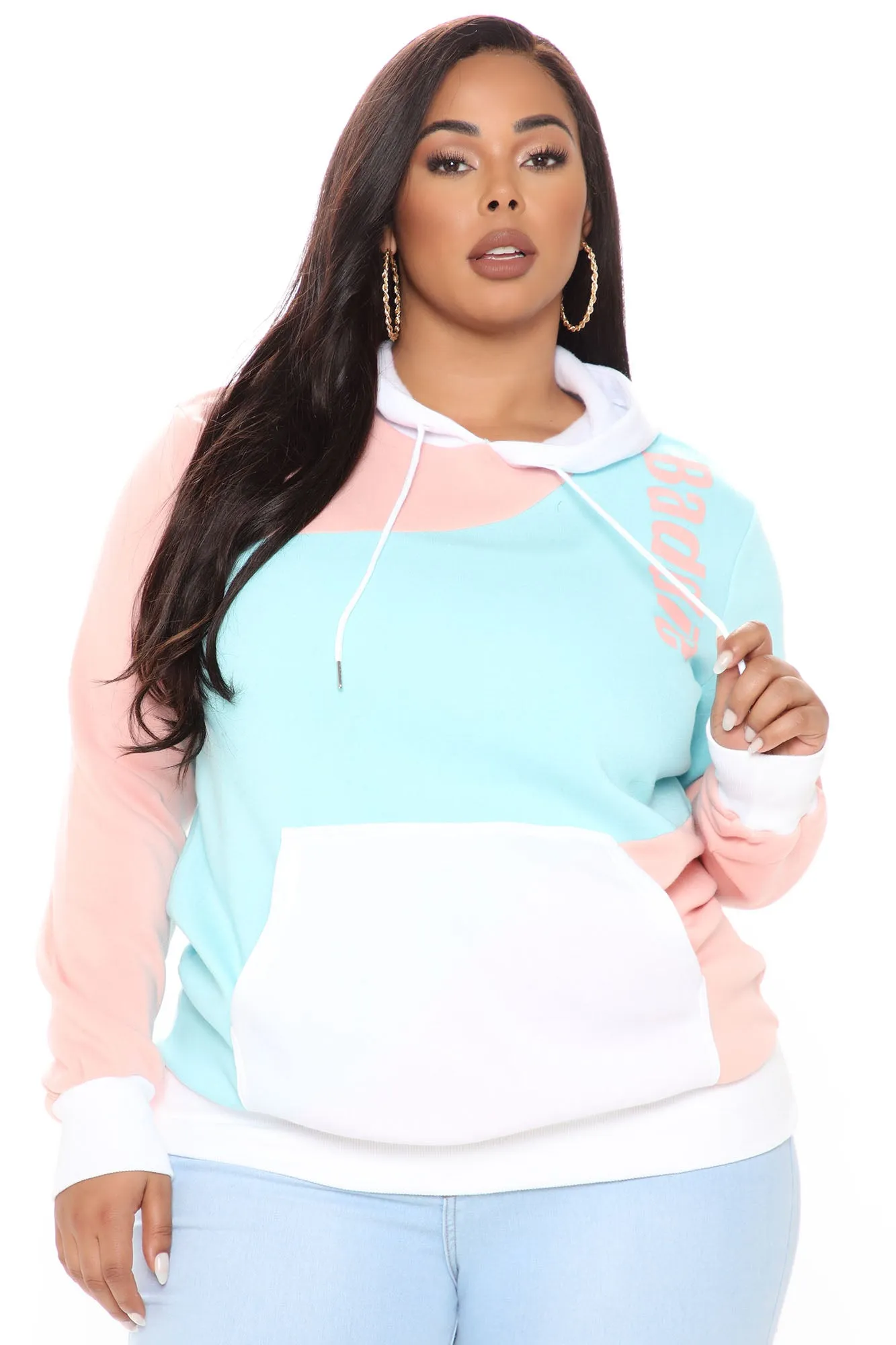 Baddie Season Colorblock Hoodie - Pink/combo