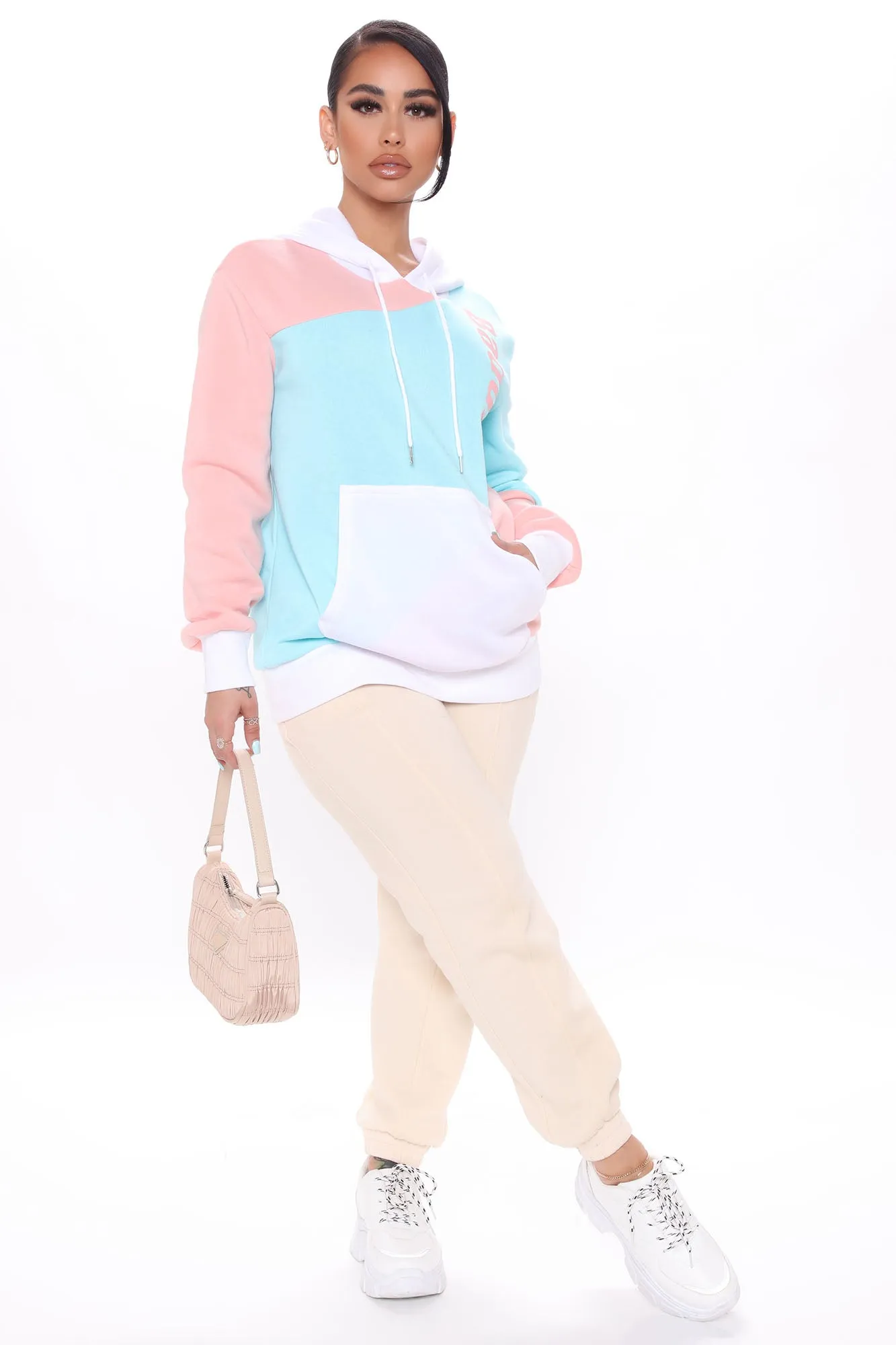 Baddie Season Colorblock Hoodie - Pink/combo