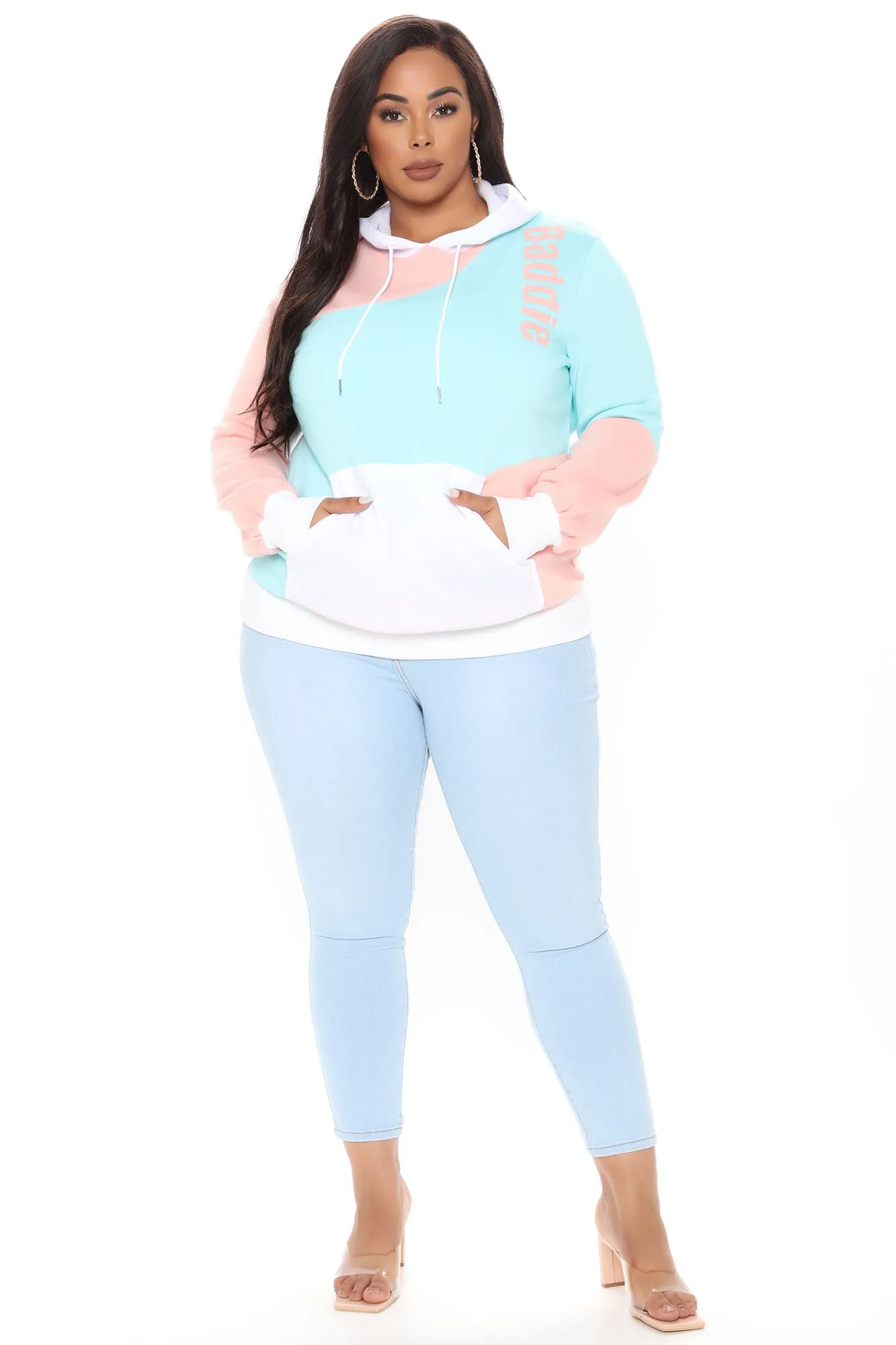 Baddie Season Colorblock Hoodie - Pink/combo
