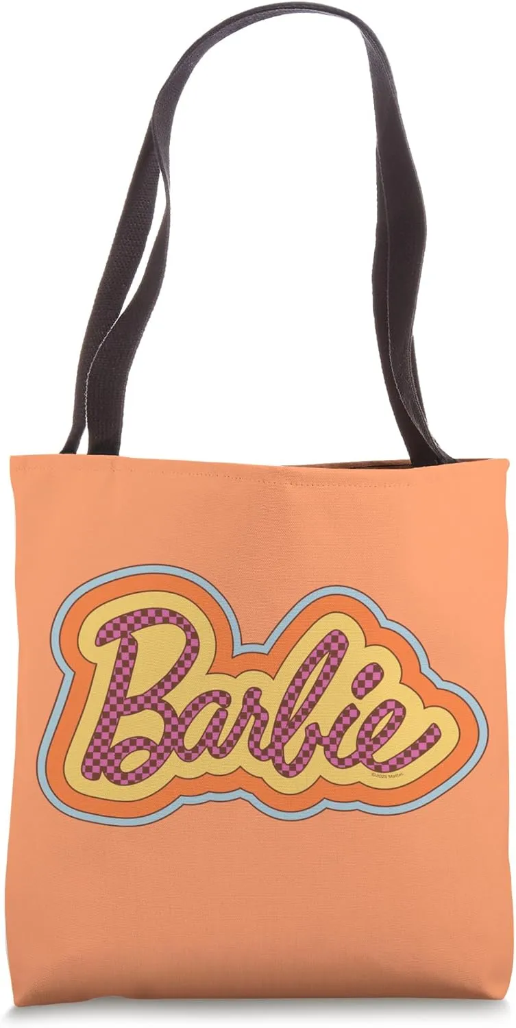 Barbie - Pink Checkerboard Logo Tote Bag