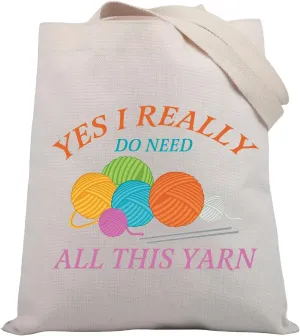 BDPWSS Crochet Lover Gift Yes I Really Do Need All This Yarn Tote Bag Knitter Gift Love To Knit Gift Yarn Collector Handbag