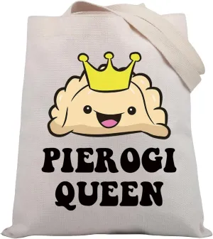 BDPWSS Dumpling Gift Pierogi Lover Tote Bag Pierogi Themed Gift Polish Food Gift Gyoza Pierogi Queen Reusable Grocery Bag