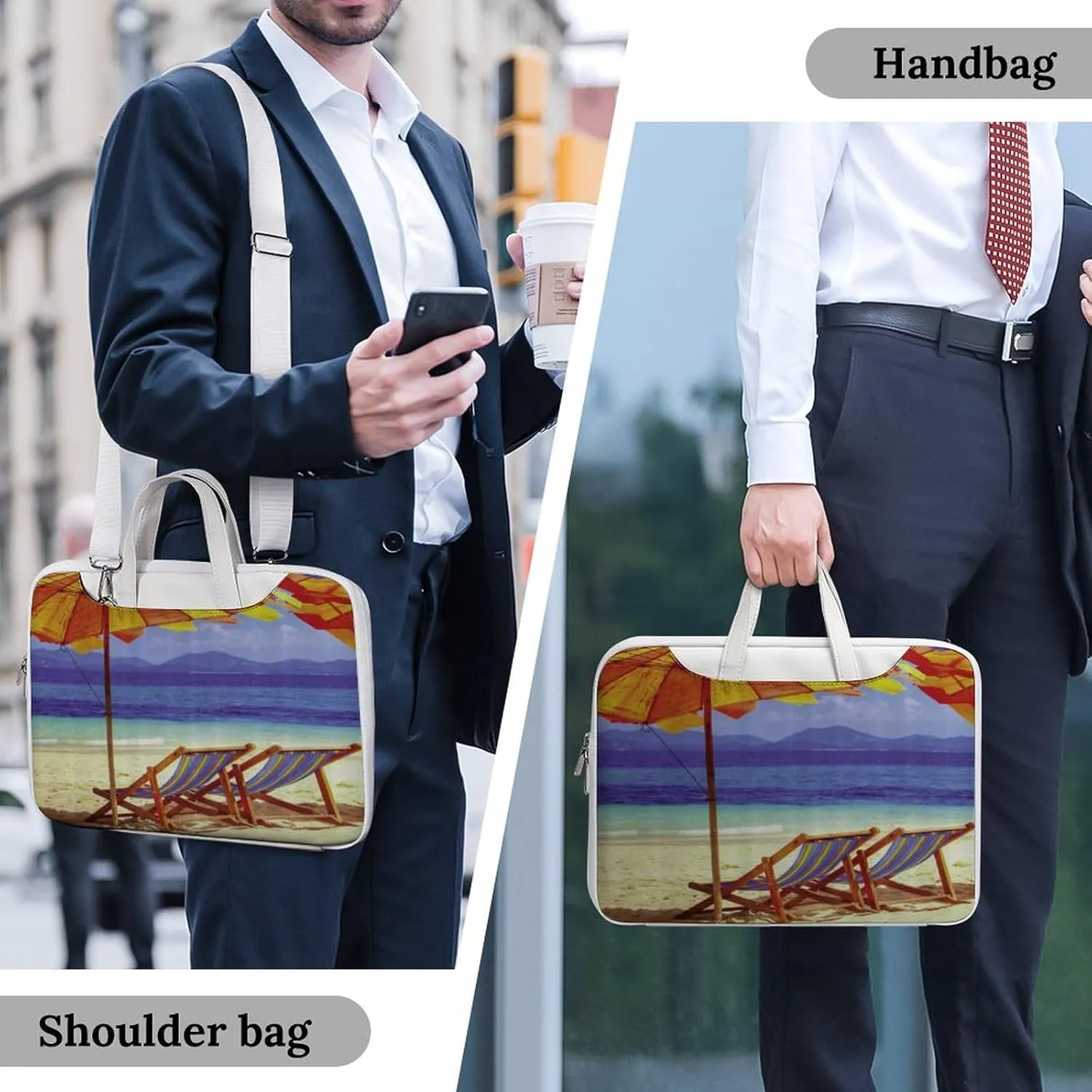 Beach Sun Umbrella Chair Leather Bag Laptop Case Slim Water Resistant Computer Bags with Handle Briefcase for Work