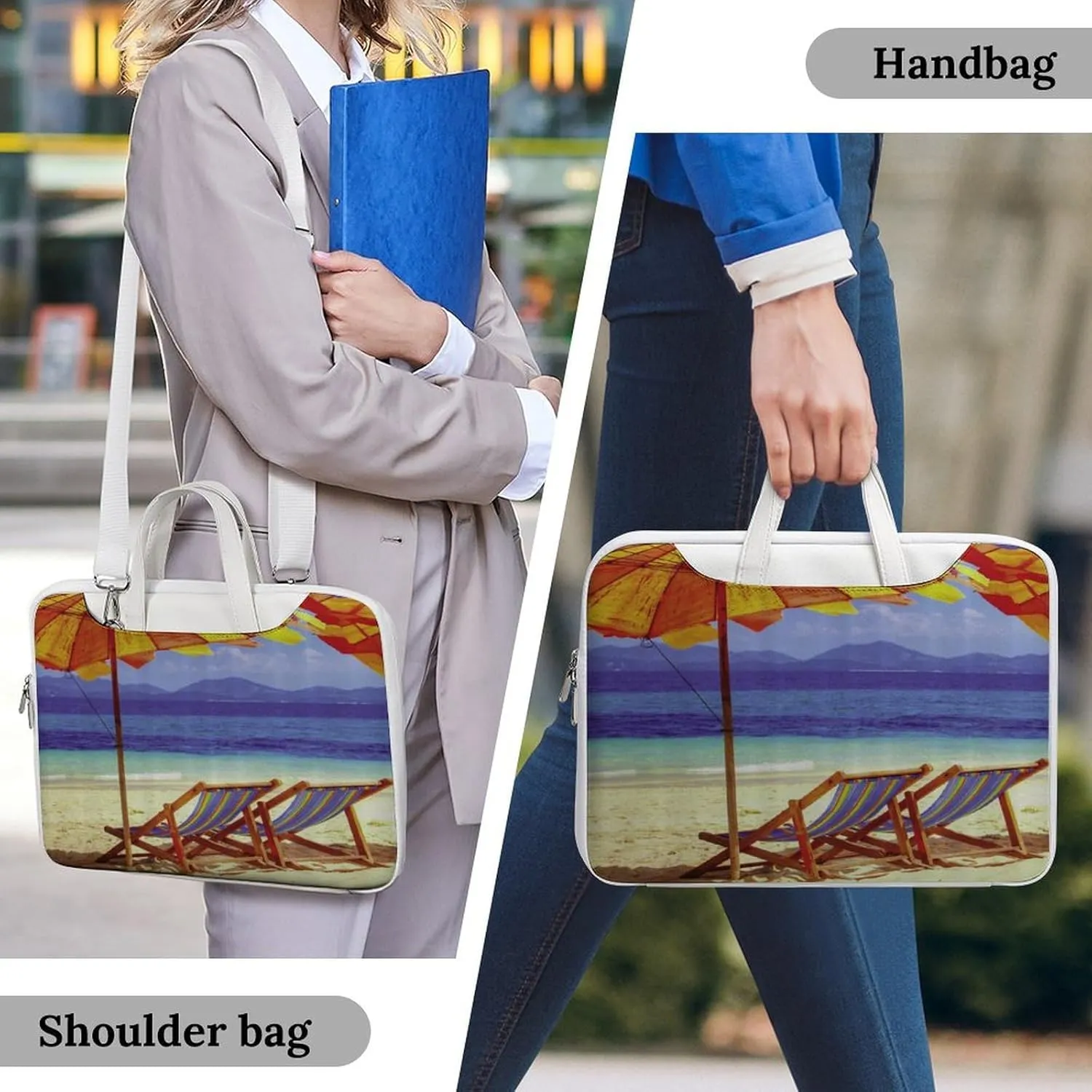 Beach Sun Umbrella Chair Leather Bag Laptop Case Slim Water Resistant Computer Bags with Handle Briefcase for Work