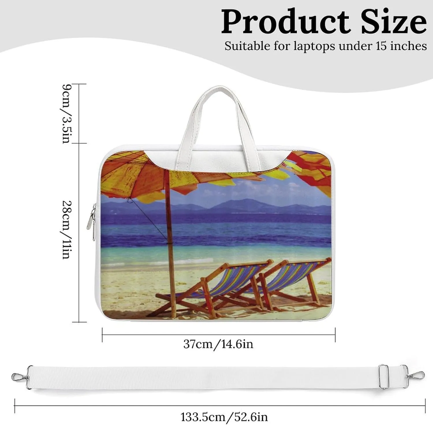 Beach Sun Umbrella Chair Leather Bag Laptop Case Slim Water Resistant Computer Bags with Handle Briefcase for Work