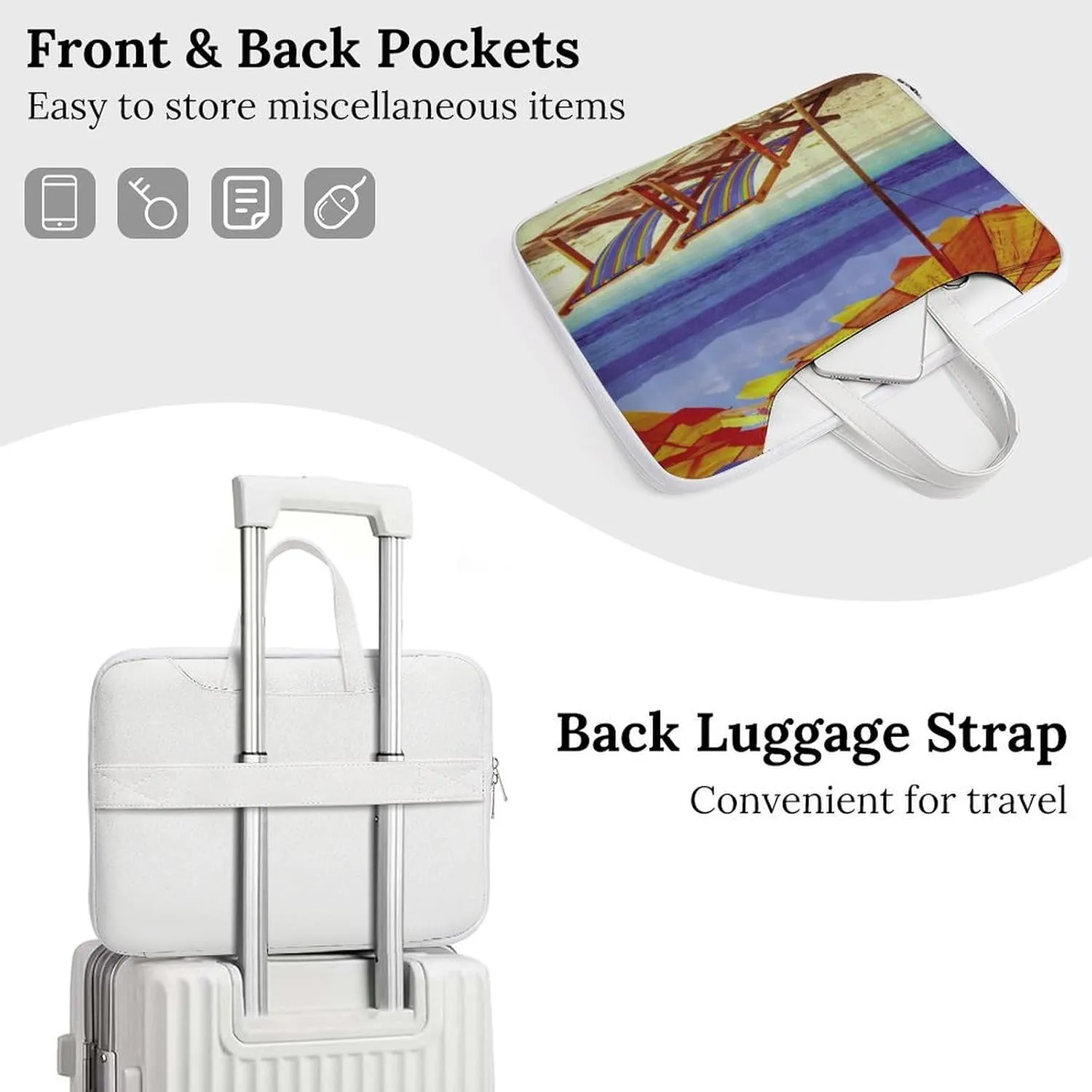 Beach Sun Umbrella Chair Leather Bag Laptop Case Slim Water Resistant Computer Bags with Handle Briefcase for Work