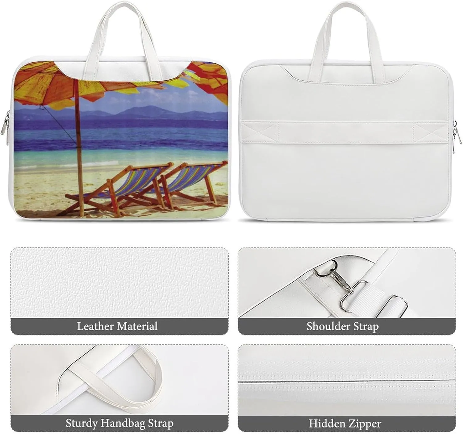 Beach Sun Umbrella Chair Leather Bag Laptop Case Slim Water Resistant Computer Bags with Handle Briefcase for Work