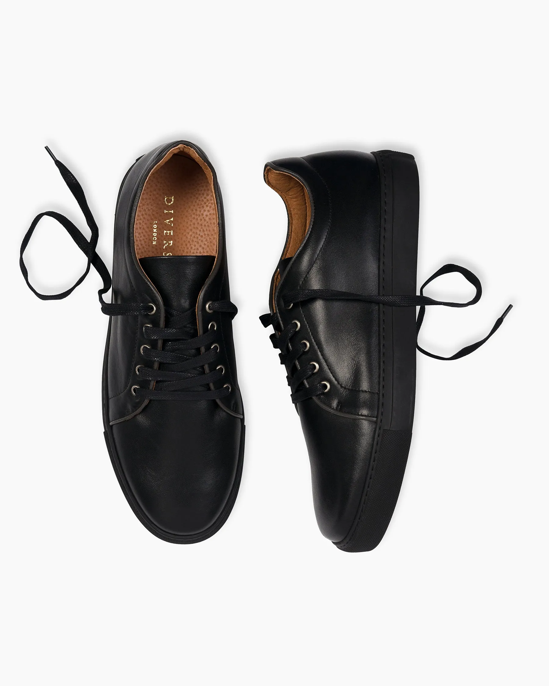 Black & Charcoal Piping Low-Top Sneakers