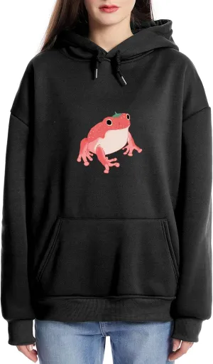 Bobeutou Cute Mushroom Graphic Kawaii Sweatshirt for Teen Girls Oversized Aesthetic Warm Hoodie Tops with Pocket Pullover
