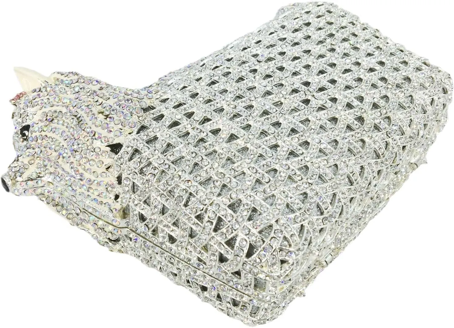 Boutique De FGG Puppy Evening Bags and Clutches for Women Formal Party Poodle Dog Crystal Clutch Purse Wedding Handbag