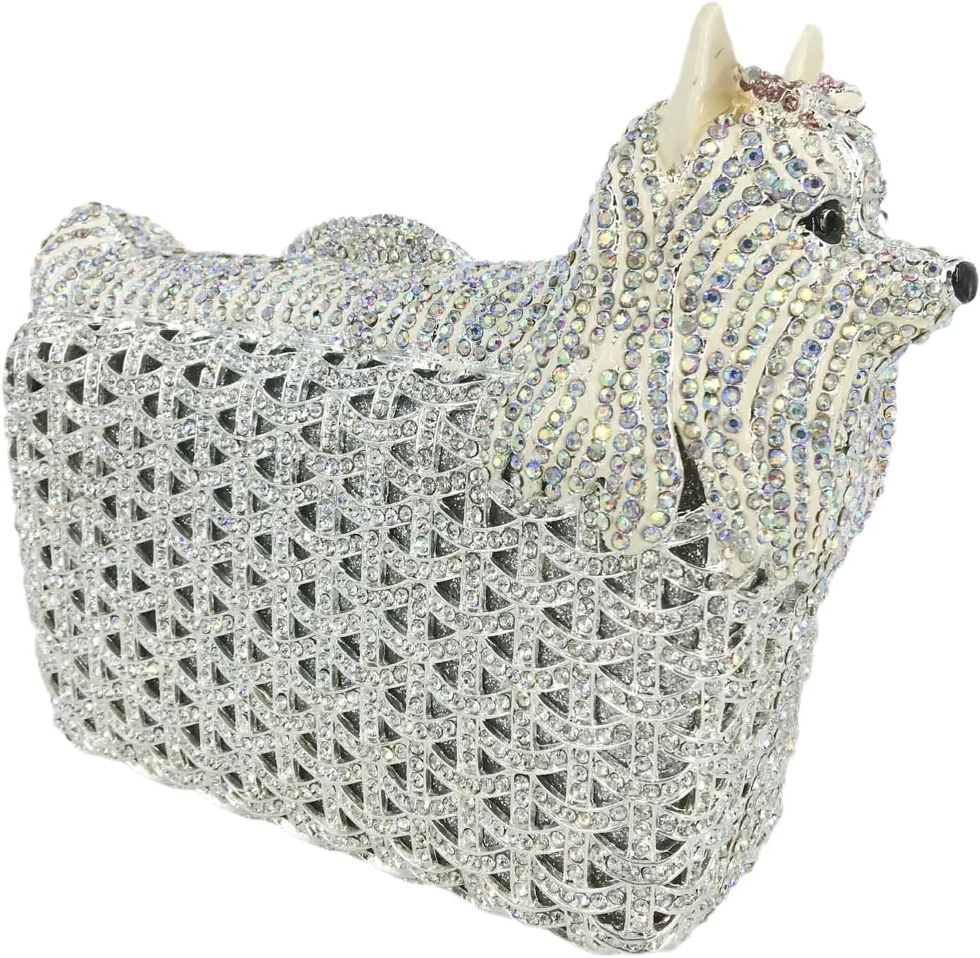 Boutique De FGG Puppy Evening Bags and Clutches for Women Formal Party Poodle Dog Crystal Clutch Purse Wedding Handbag