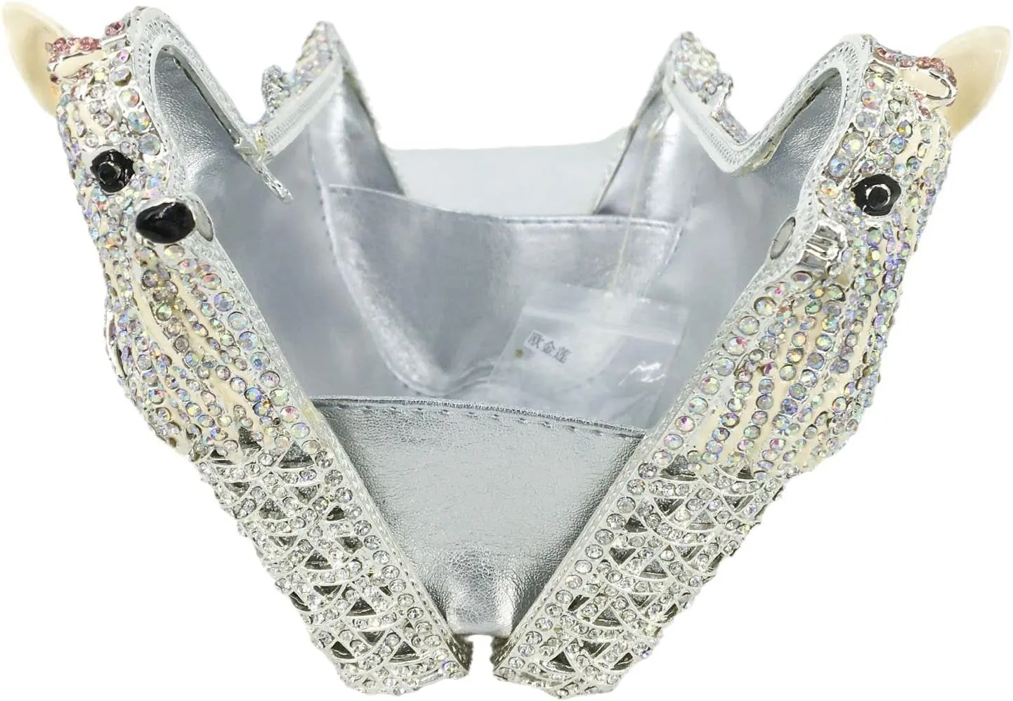 Boutique De FGG Puppy Evening Bags and Clutches for Women Formal Party Poodle Dog Crystal Clutch Purse Wedding Handbag