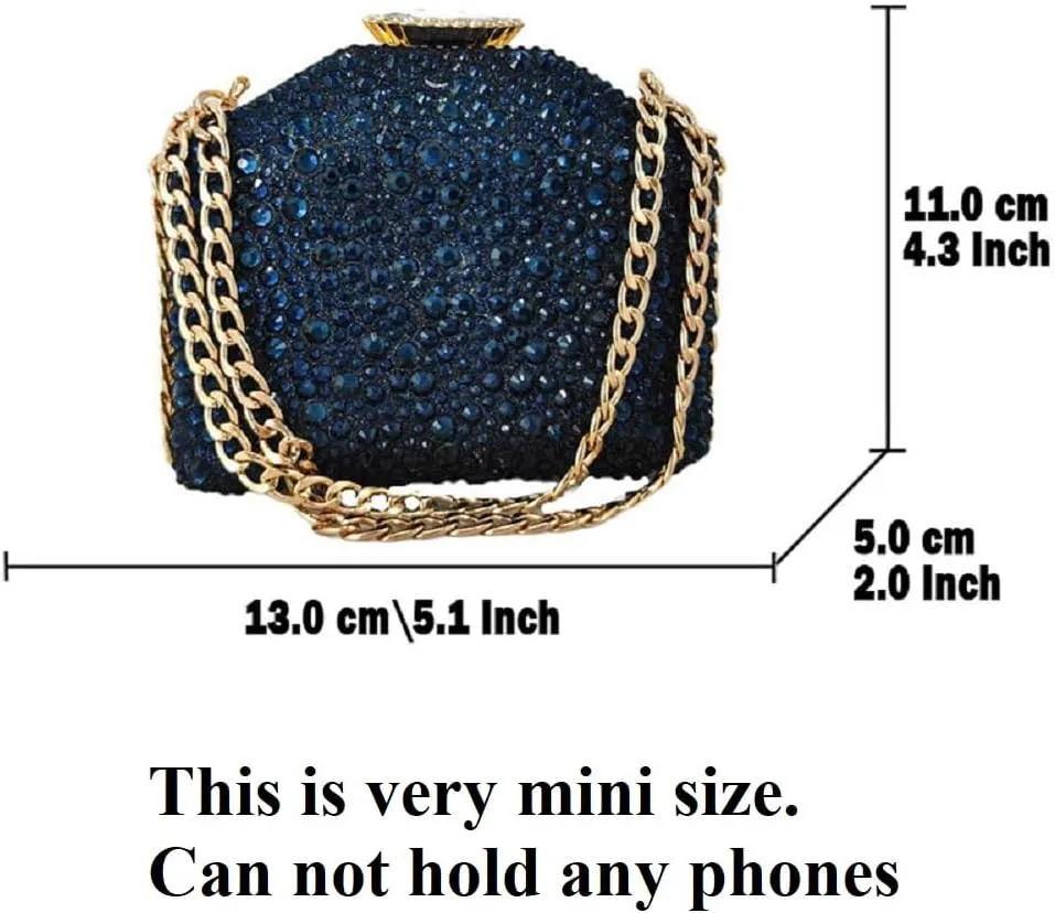 Boutique De FGG Rhinestone Clutch Purse Metal Clutches for Women Party Evening Handbags Prom Crystal Clutch Bag, Mini