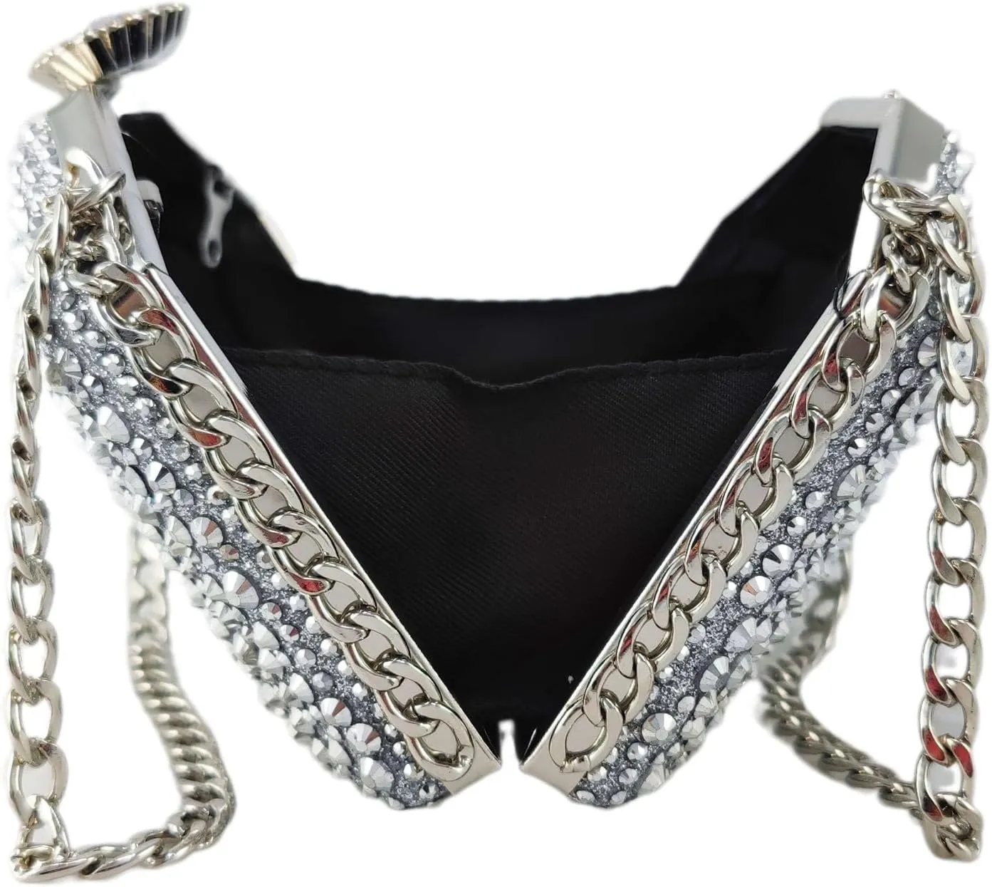 Boutique De FGG Rhinestone Clutch Purse Metal Clutches for Women Party Evening Handbags Prom Crystal Clutch Bag, Mini