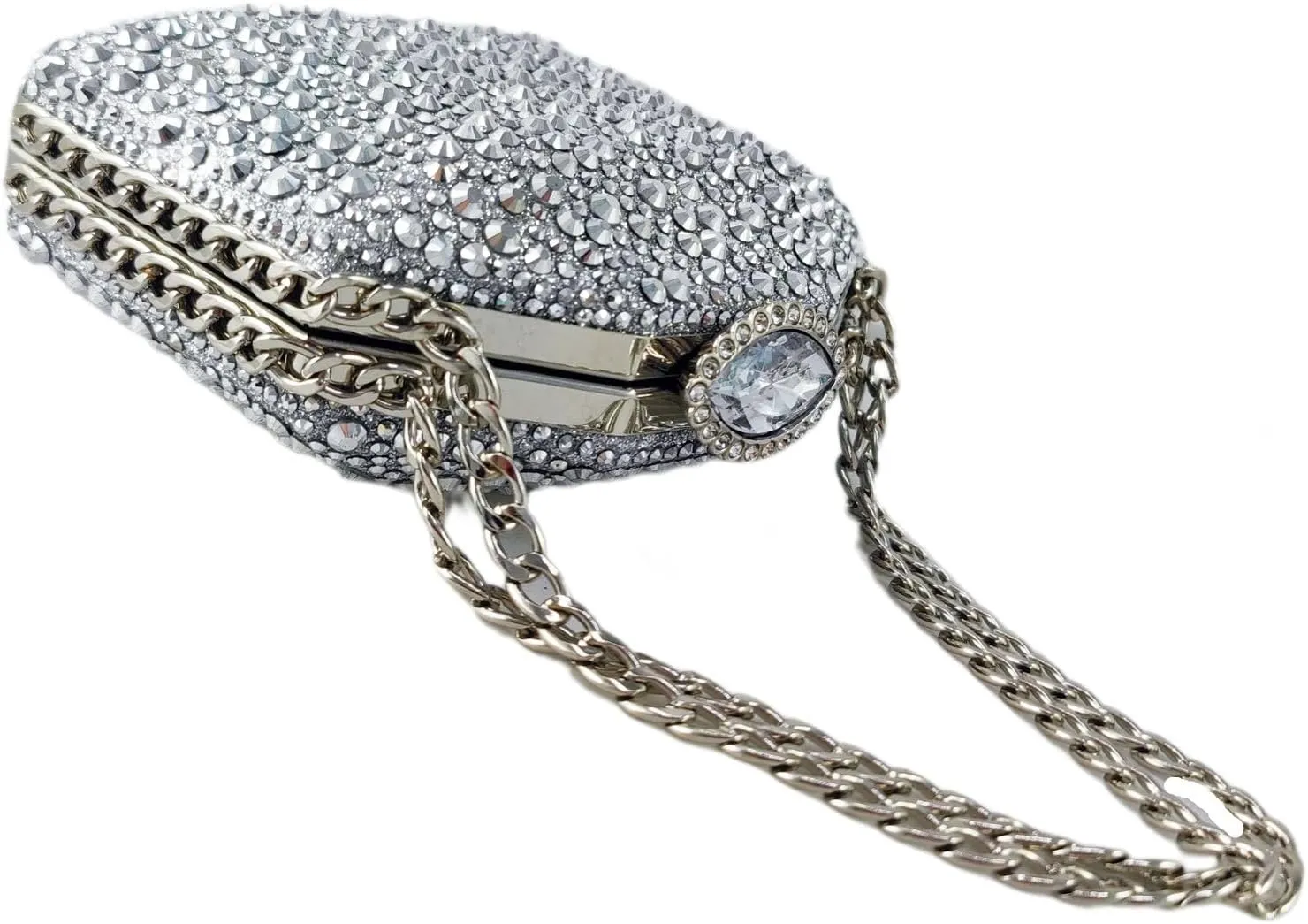Boutique De FGG Rhinestone Clutch Purse Metal Clutches for Women Party Evening Handbags Prom Crystal Clutch Bag, Mini