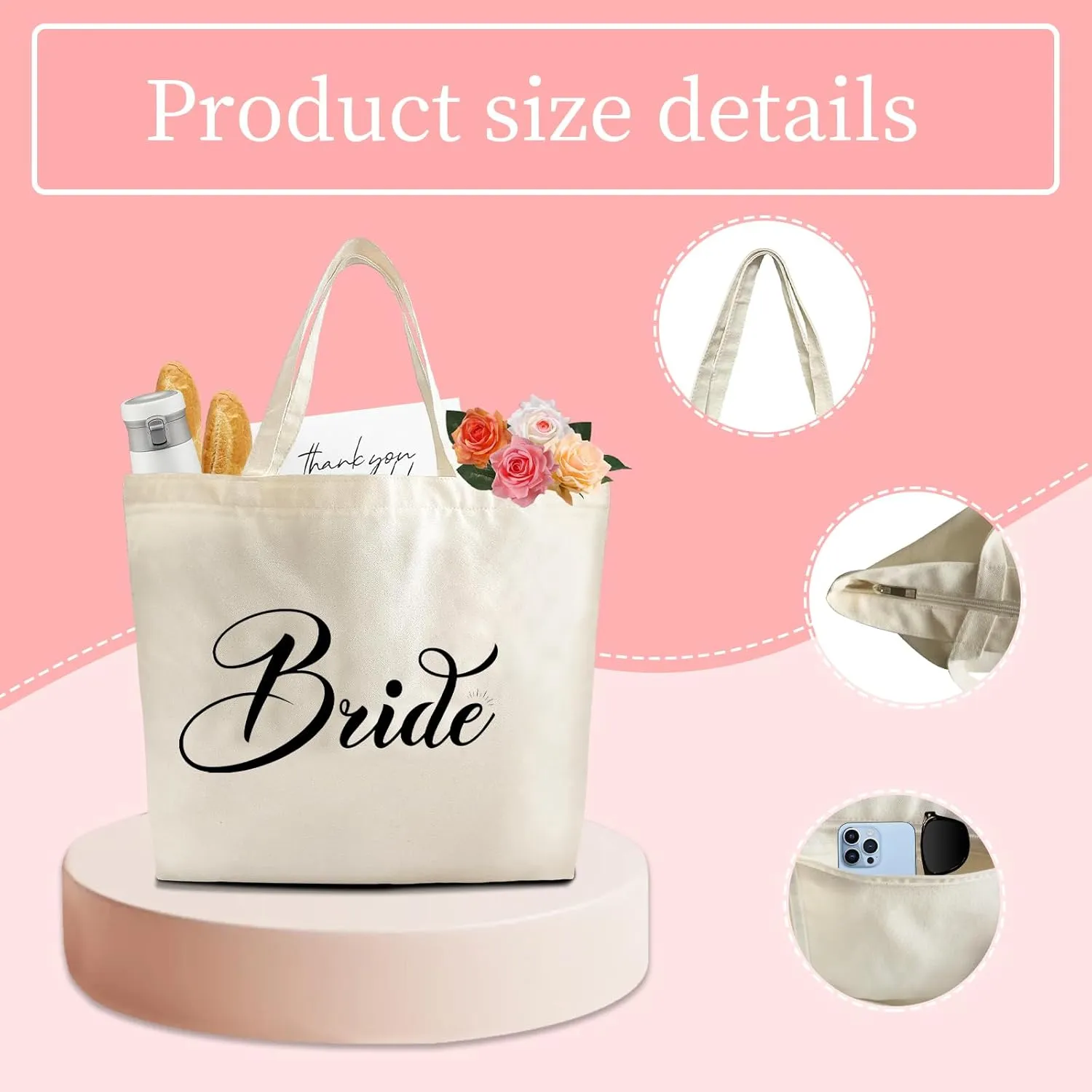Bridal Shower Gifts For Bride To Be Tote Bag Canvas Wedding Bag With Handle Womens Mrs Bag Bridesmaid Gifts Purse