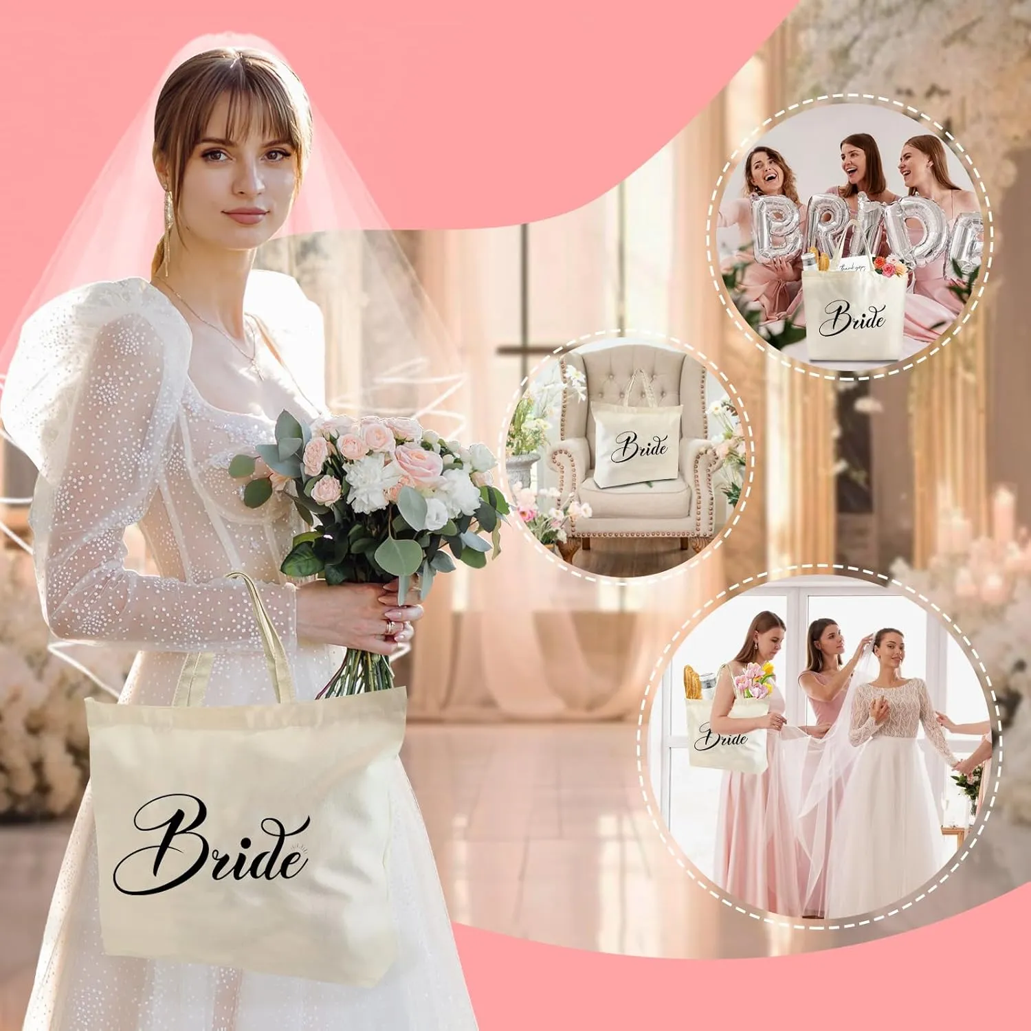 Bridal Shower Gifts For Bride To Be Tote Bag Canvas Wedding Bag With Handle Womens Mrs Bag Bridesmaid Gifts Purse