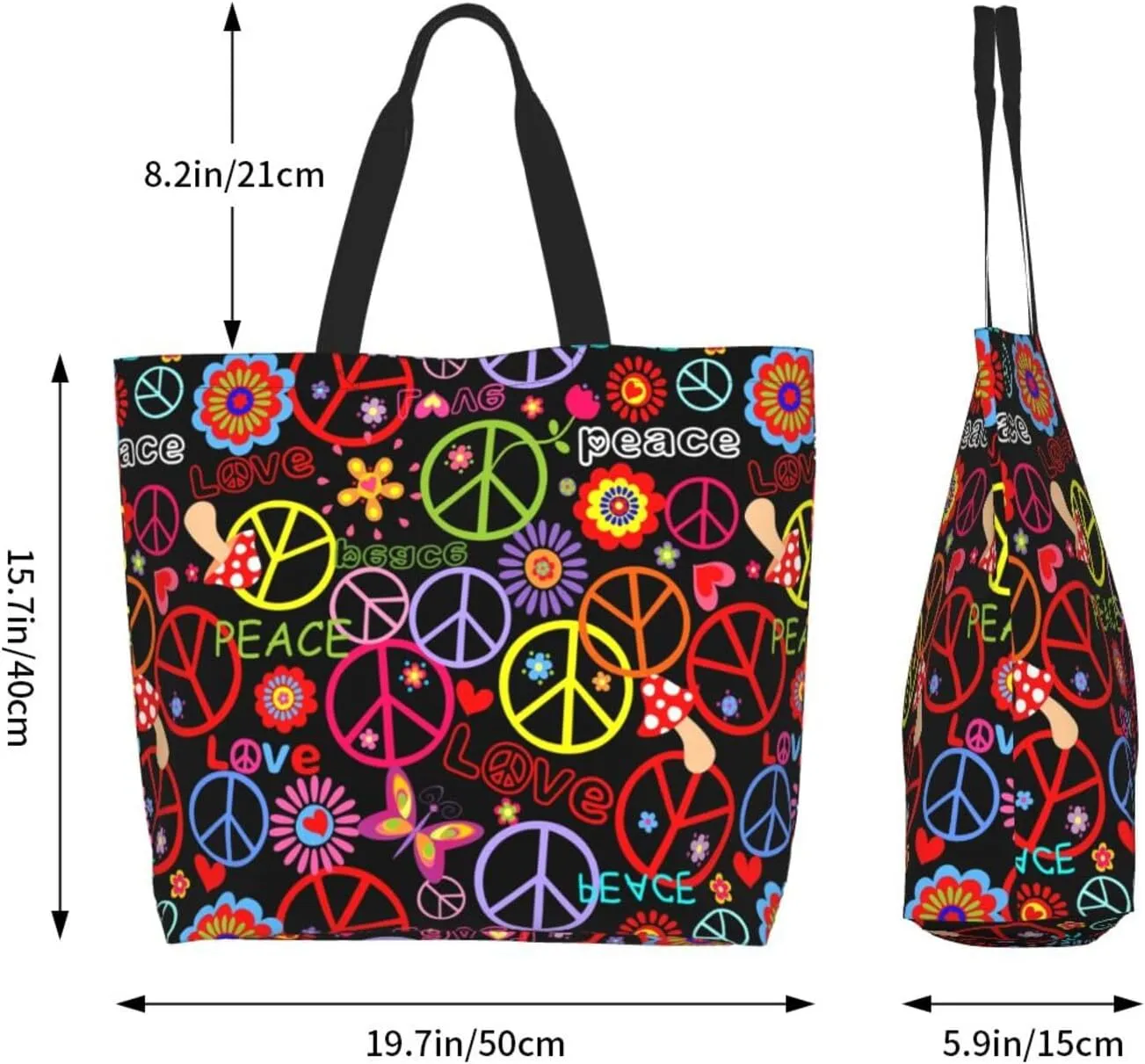 Bright Mushrooms Women's Tote Bag Large Capacity Single Shoulder Bags Handbag for Shopping Work