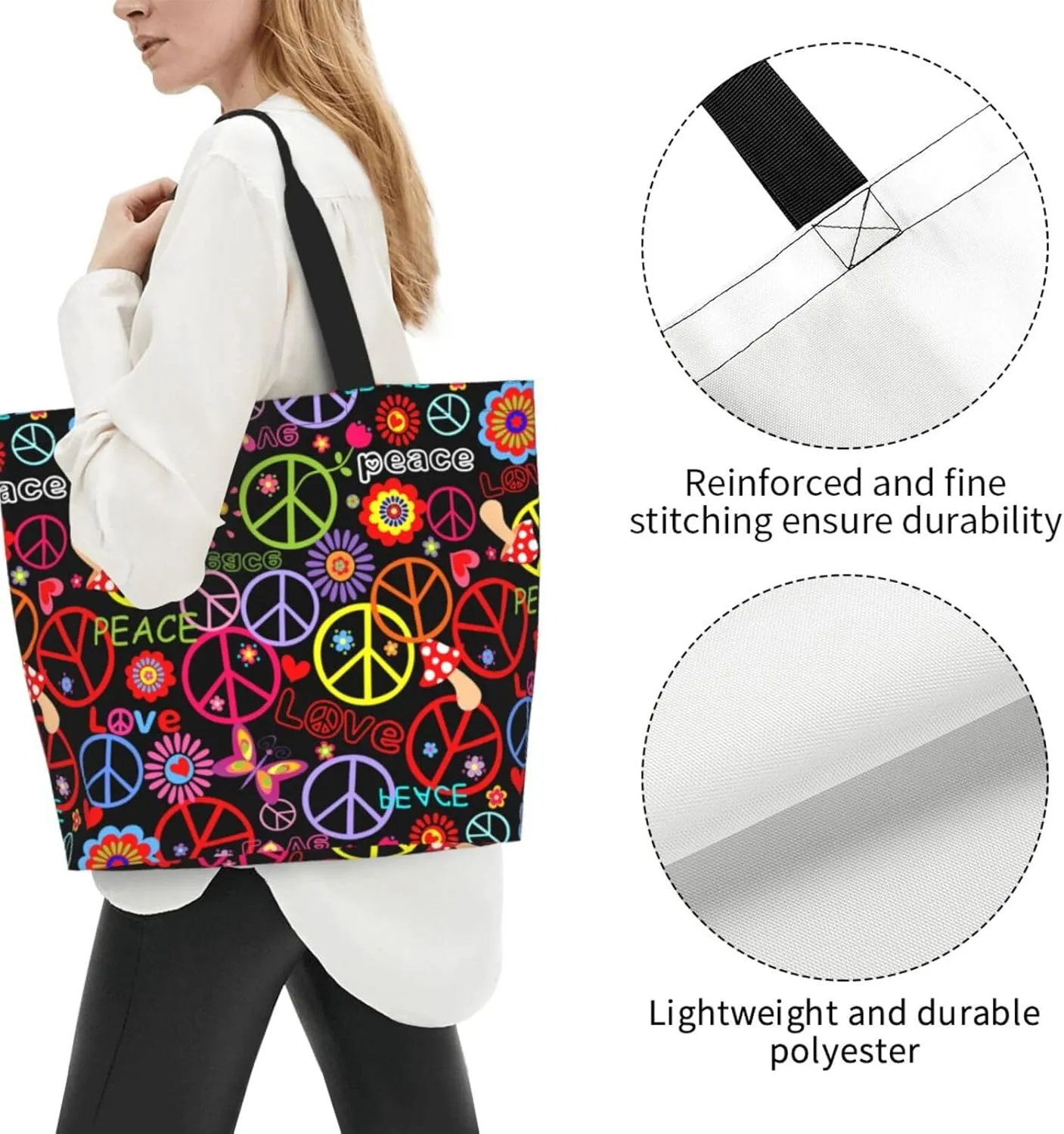 Bright Mushrooms Women's Tote Bag Large Capacity Single Shoulder Bags Handbag for Shopping Work