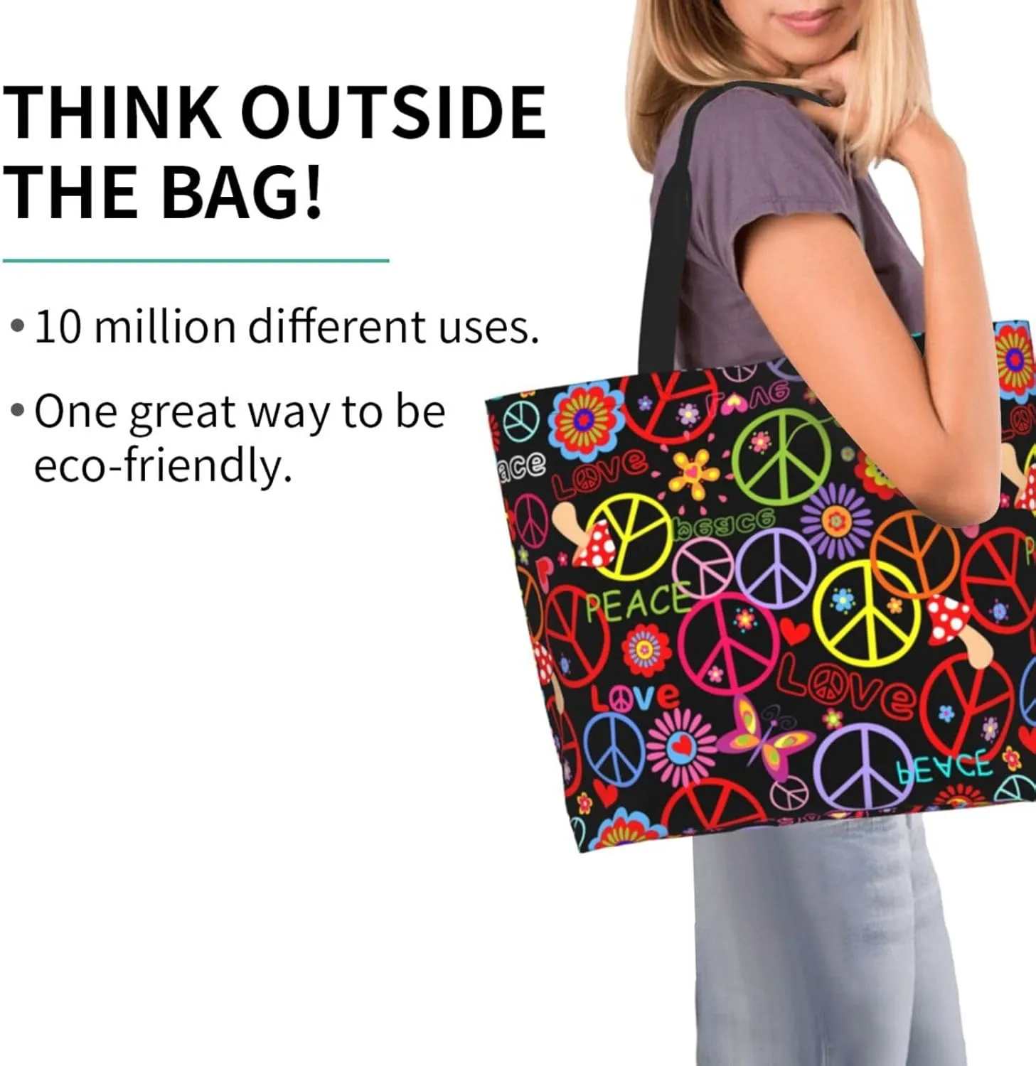 Bright Mushrooms Women's Tote Bag Large Capacity Single Shoulder Bags Handbag for Shopping Work
