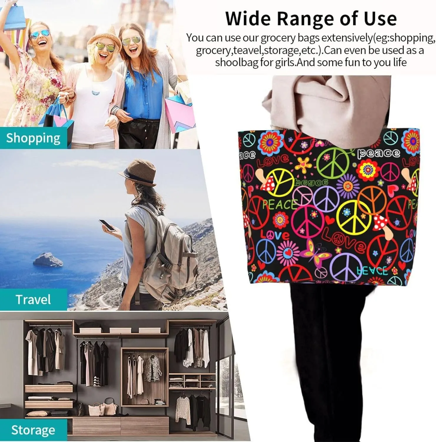 Bright Mushrooms Women's Tote Bag Large Capacity Single Shoulder Bags Handbag for Shopping Work