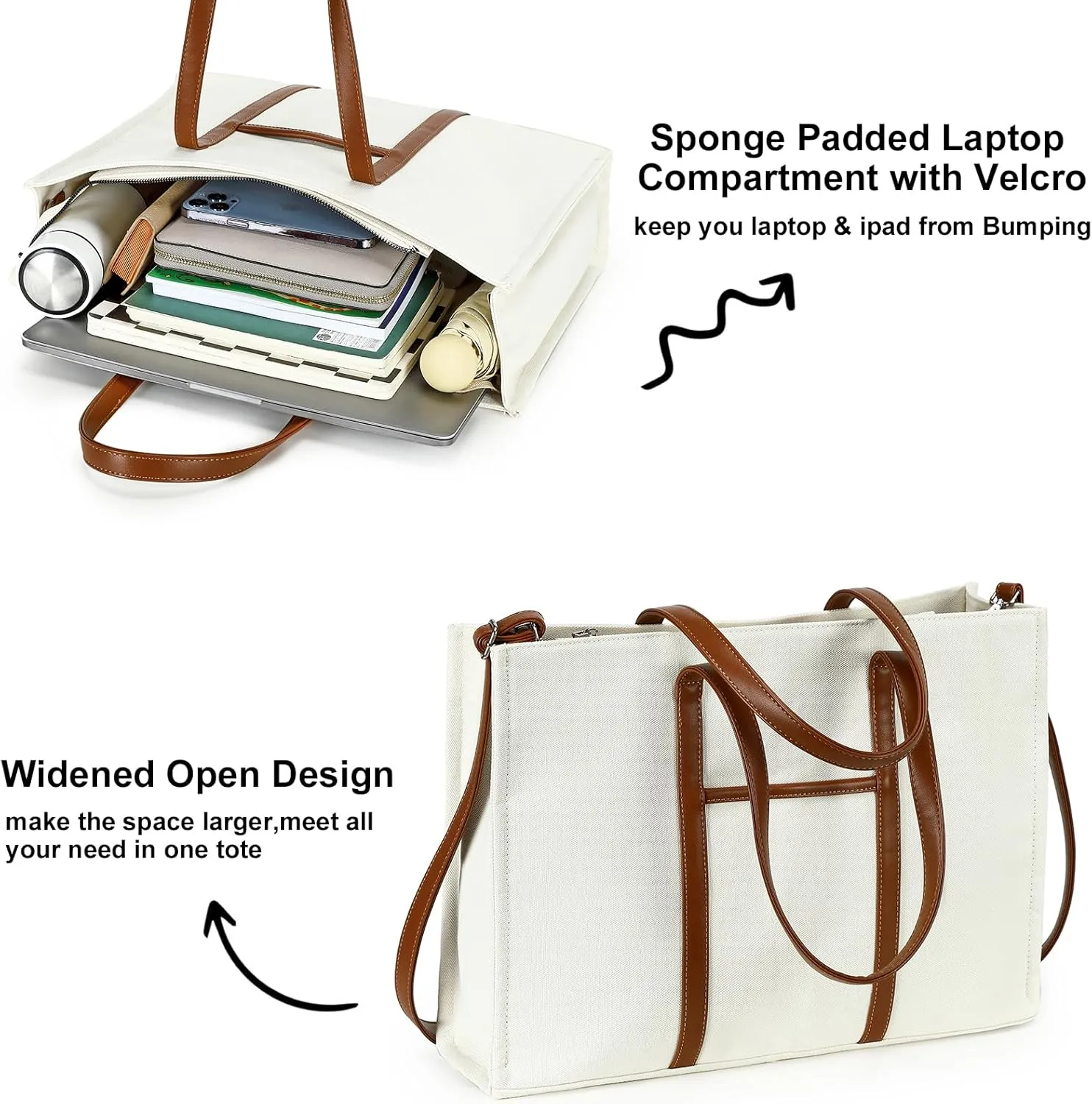 BTOOP Tote Bag for Women Work Teacher Tote Bag 15.6 inch Laptop Shoulder Bags Handbag Office Briefcase with Clutch Purse
