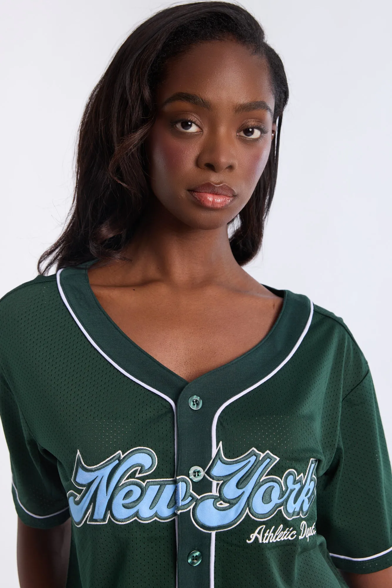 Button-Up Graphic Mesh Jersey