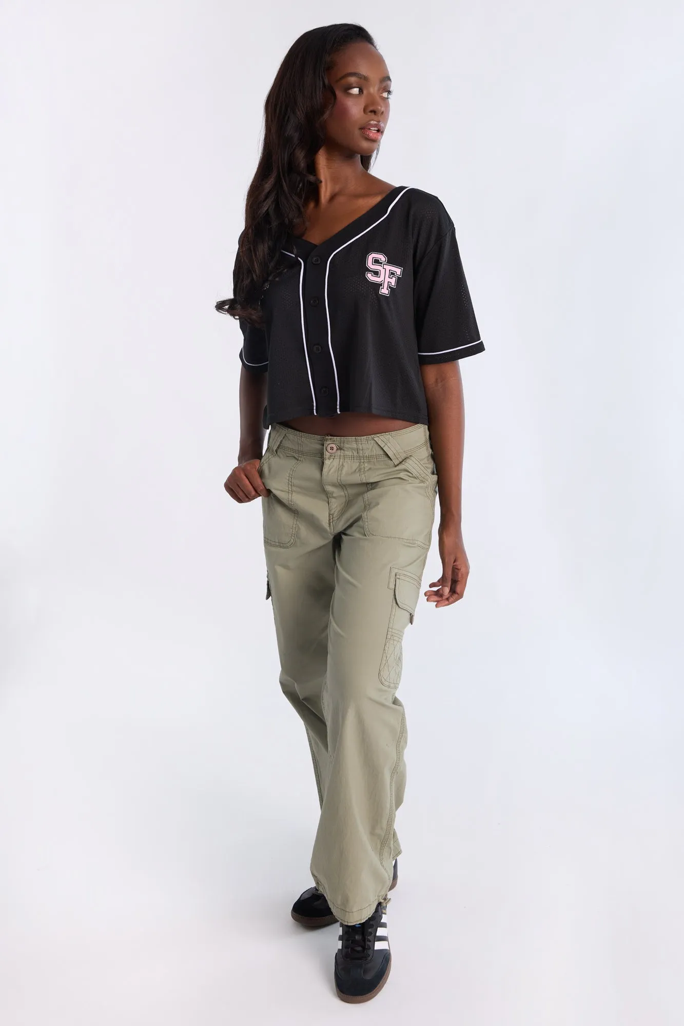 Button-Up Graphic Mesh Jersey