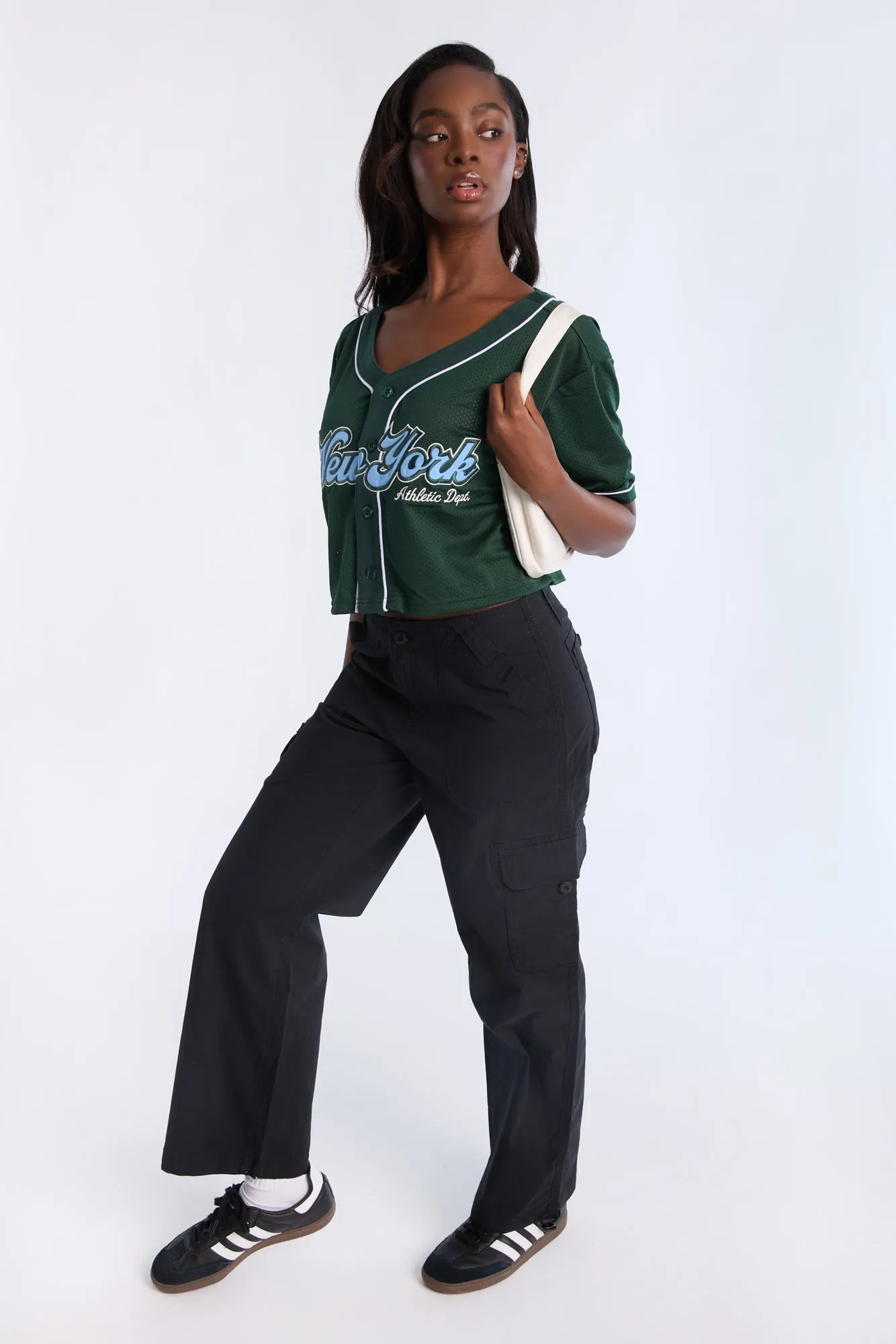 Button-Up Graphic Mesh Jersey