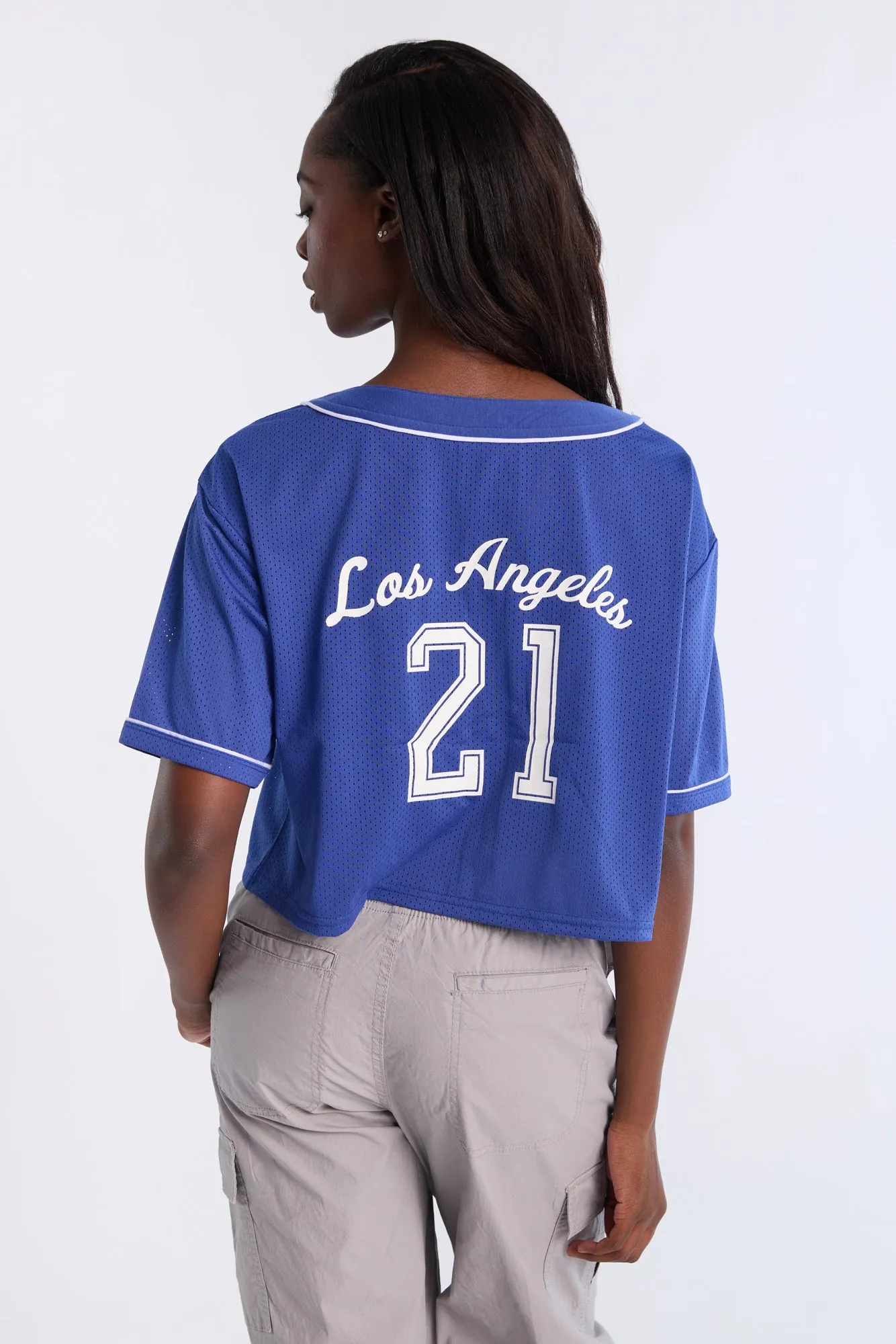 Button-Up Graphic Mesh Jersey