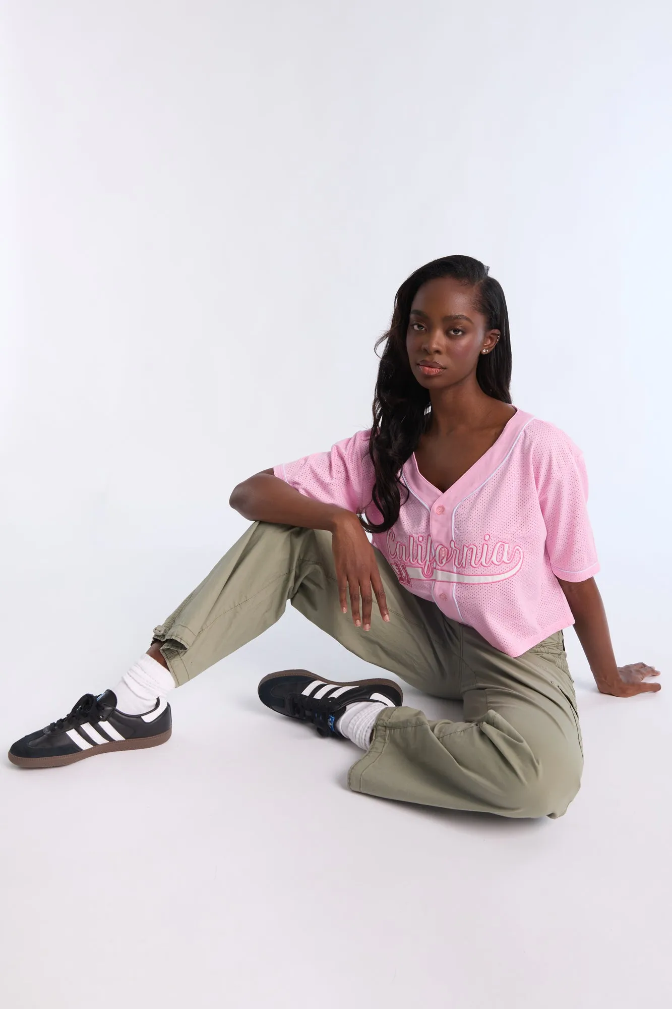 Button-Up Graphic Mesh Jersey
