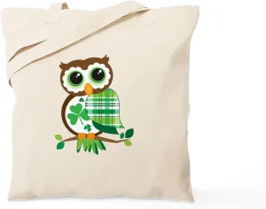 CafePress St Patrick's Day Owl Tote Bag Reusable Natural Beige Canvas Shopping Bag