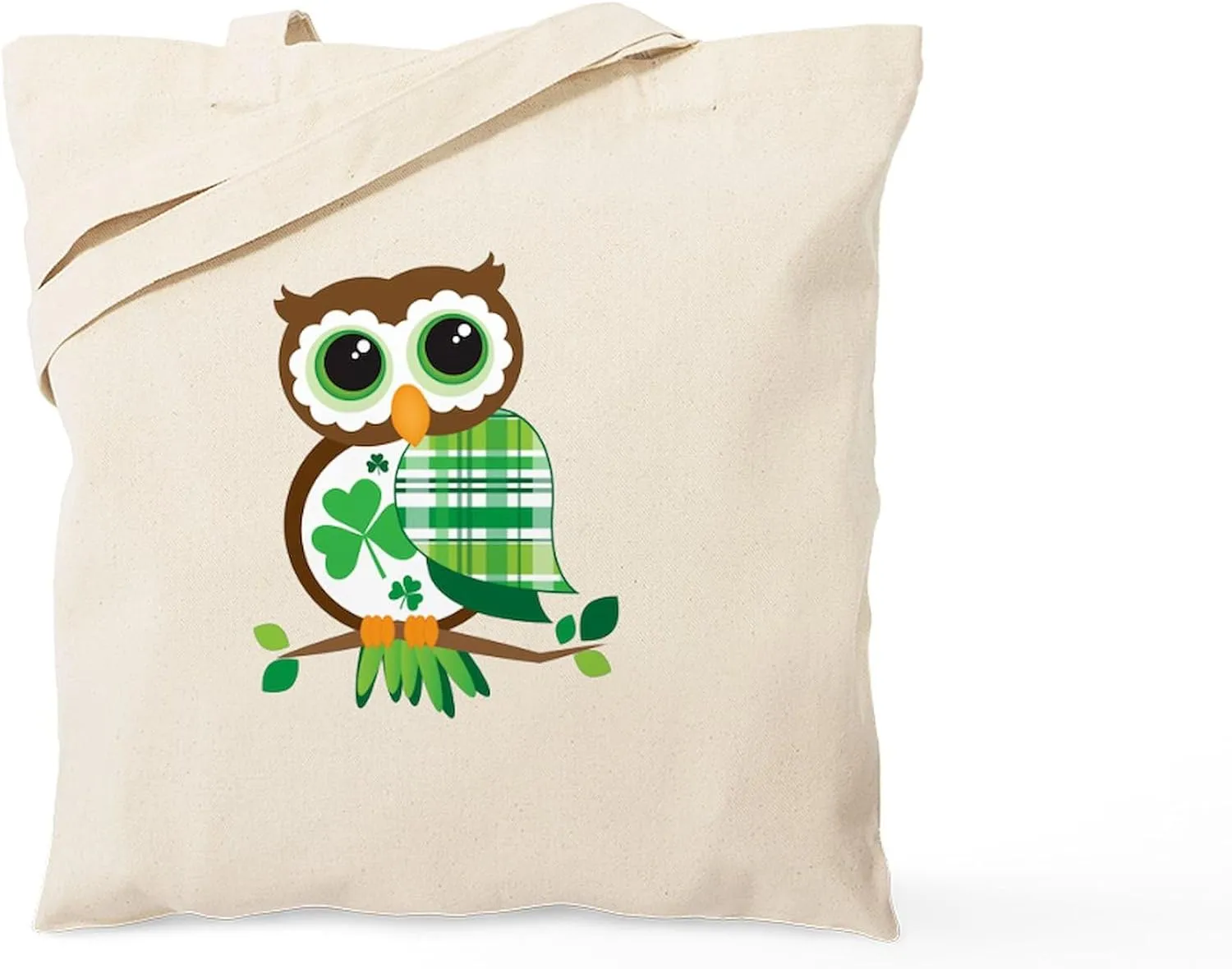 CafePress St Patrick's Day Owl Tote Bag Reusable Natural Beige Canvas Shopping Bag