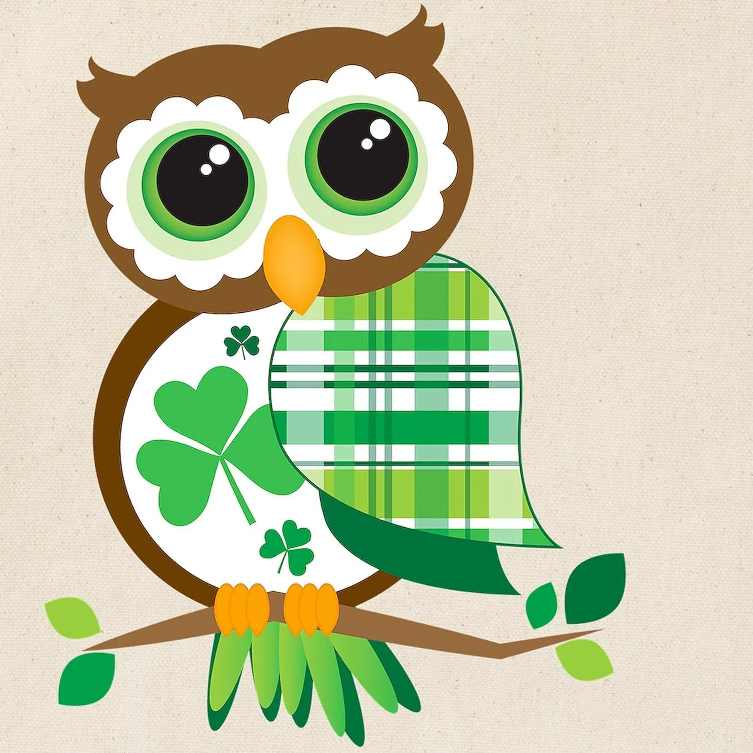 CafePress St Patrick's Day Owl Tote Bag Reusable Natural Beige Canvas Shopping Bag
